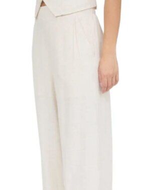 Oatmeal Wide Leg Linen Pants